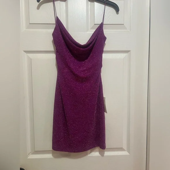 Next Up Juniors' Glitter Sleeveless Bodycon Mini Dress - Magenta - Size 3/4